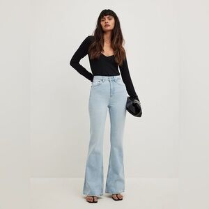 NAKD Flared High Waist Jeans LIGHT BLUE